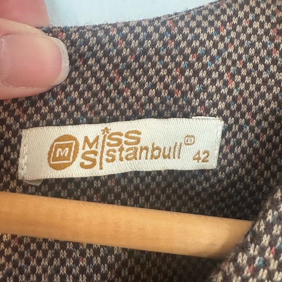 Vintage Miss Istanbull Brown Dress with Ribbon Zipper Details Size 42 US Large - Picture 13 of 14